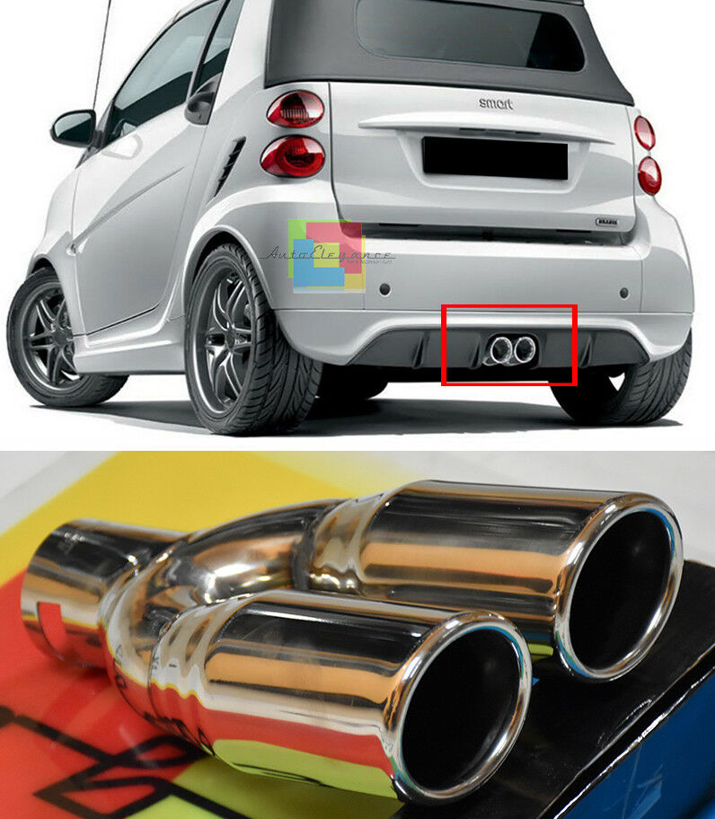 TERMINALI DI SCARICO CROMATI INOX DOPPIO USCITA INOX PER SMART 451 2007+