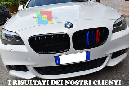 CALANDRA DOPPIA STRISCIA BMW SERIE 5 F10 F11 2010+ GRIGLIE ANTERIORI LOOK M5 AUTOELEGANCERICAMBI