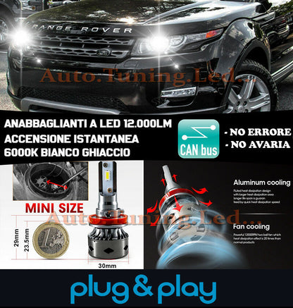 LAMPADE ANABBAGLIANTI LED RANGE ROVER EVOQUE ISTANTANEO NO AVARIA 12.000LM