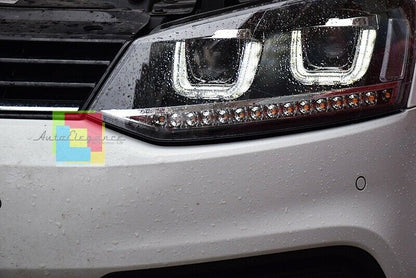 VW POLO 6R 2009 IN POI FARI ANTERIORI LENTICOLARI GTI ANGEL EYES LED .-