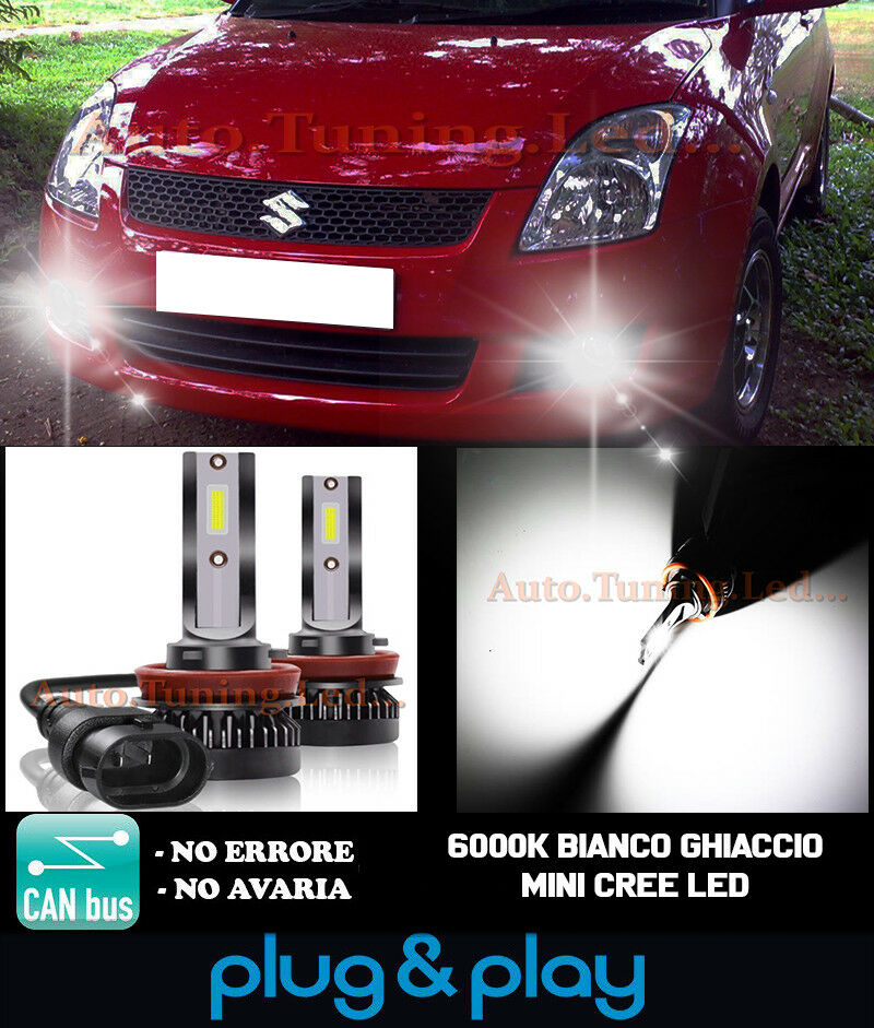 LAMPADE FENDINEBBIA A LED CREE SUZUKI SWIFT IV CAMBUS BIANCO GHIACCIO 8000LM