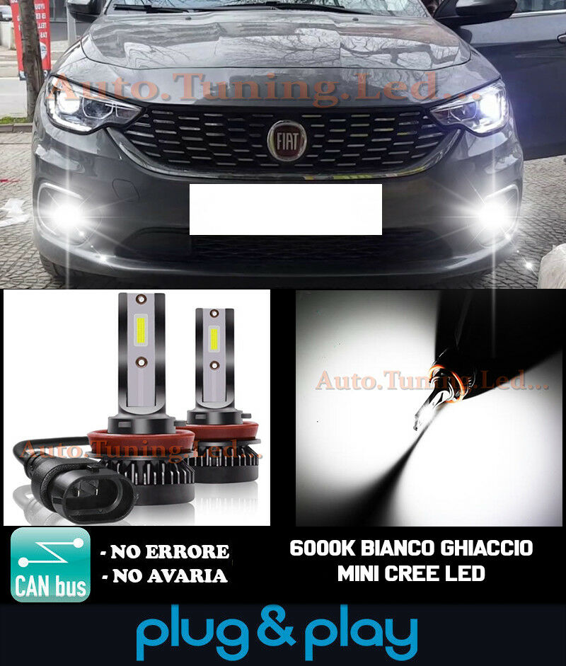 CREE LED FOG LIGHTS FIAT TIPO CAMBUS ICE WHITE 8000LM