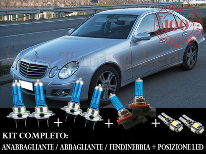 MERCEDES CLASSE E W211 SET COMPLETO LAMPADE BLU XENON + POSIZIONE A LED