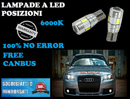 LUCI POSIZIONE FORD FIESTA MK6 01-08 CANBUS T10 BIANCO 6 LED SUPER QUALITA