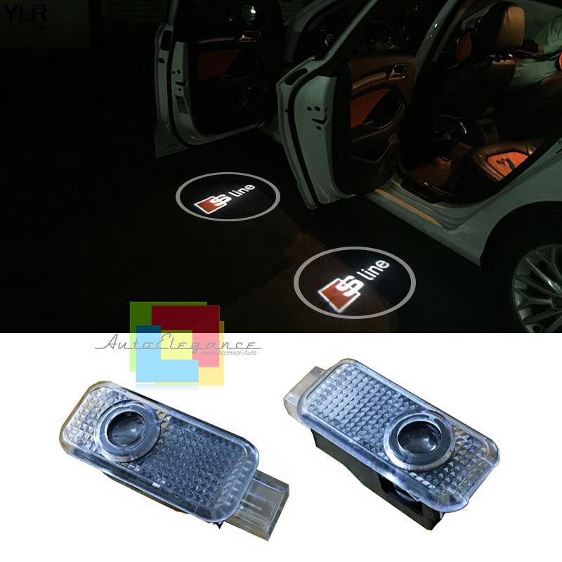 AUDI A7 2012-2016 COPPIA SIMBOLO S LINE S-LINE LASER LED SMD LOGO SOTTO PORTIERE AUTOELEGANCERICAMBI