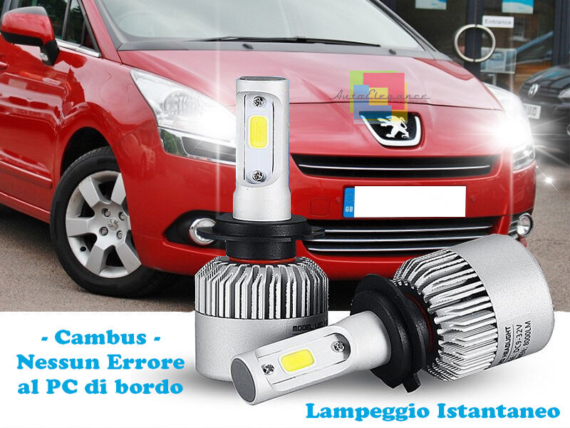 LAMPADE ABBAGLIANTI LED PEUGEOT 5008 LAMPEGGIO ISTANTANEO 6000K