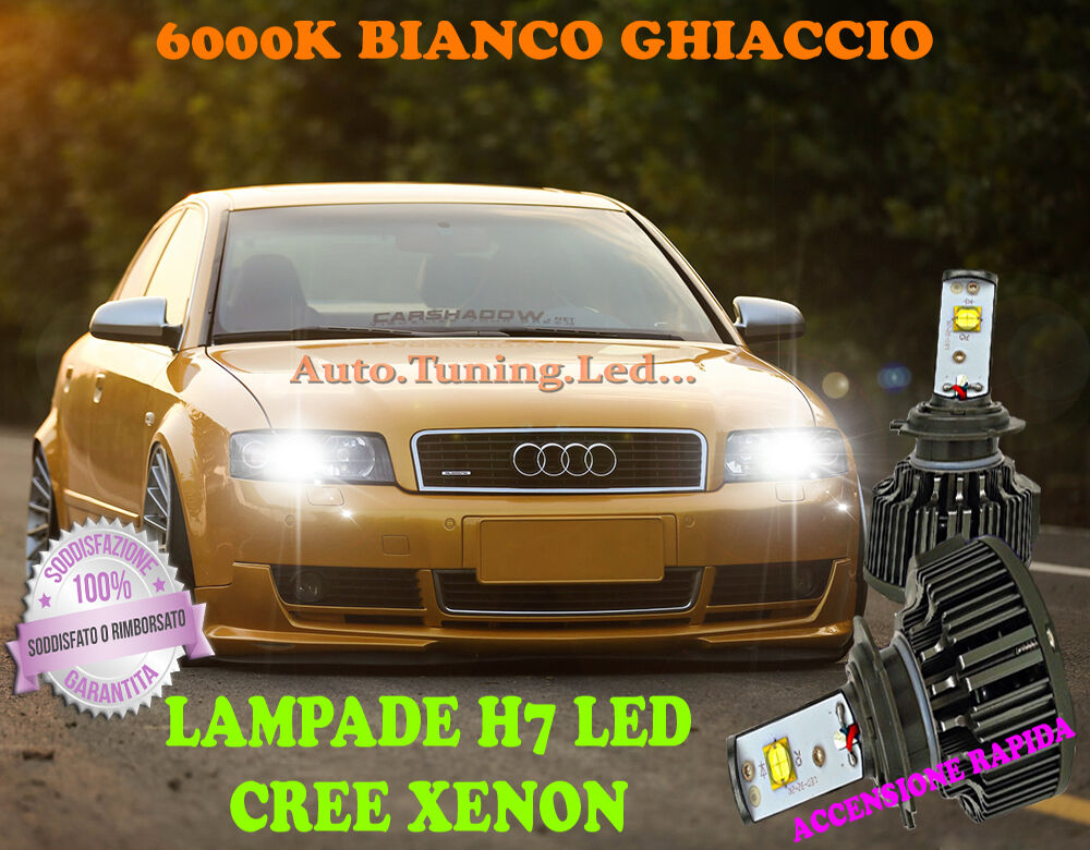 AUDI A4 B6 00-04 LAMPADE H7 CREE XENON ANABBAGLIANTE 6000K BIANCO PURO AUTOELEGANCERICAMBI