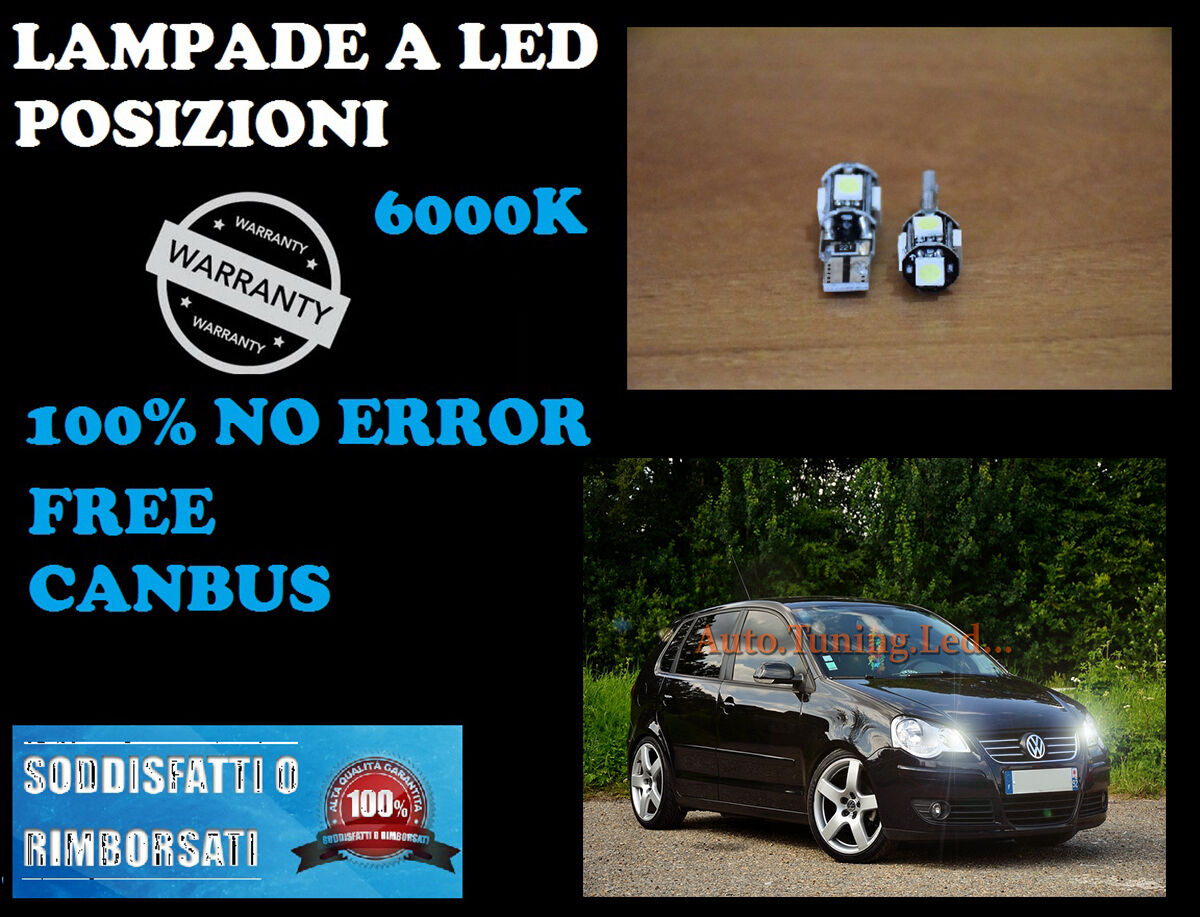 COPPIA LUCI POSIZIONI VW POLO 9N3 05 - 09 CANBUS H6W BIANCO GHIACCIO AUTOELEGANCERICAMBI