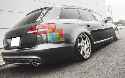 AUDI A6 4F C6 2004-2008 DIFFUSORE POSTERIORE + TERMINALI CROMATI LOOK S-LINE AUTOELEGANCERICAMBI