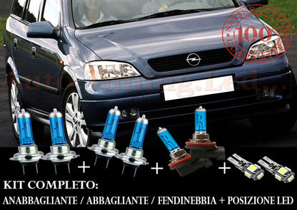 OPEL ASTRA G 1998-2005 SET COMPLETO LAMPADE BLU XENON + POSIZIONE A LED