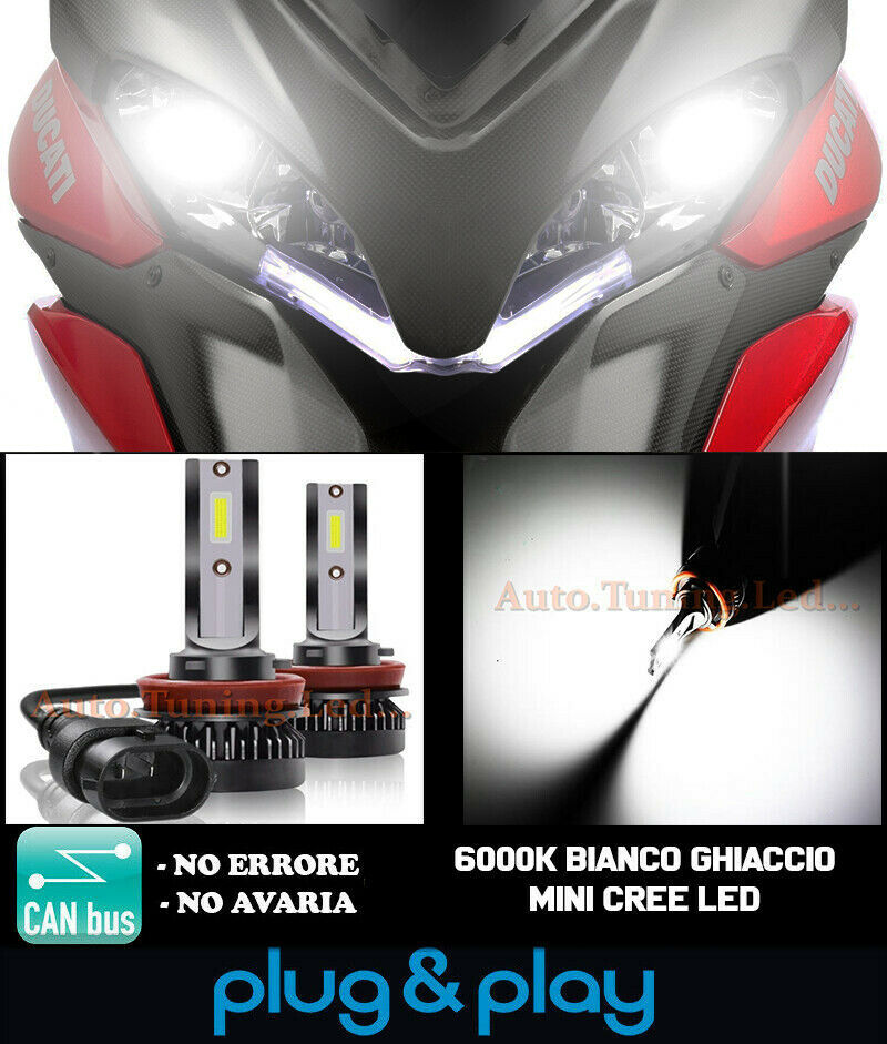 DUCATI MULTISTRADA 1200 LAMPADE LED H11 6000K CANBUS 9000LM ANABBAGLIANTI
