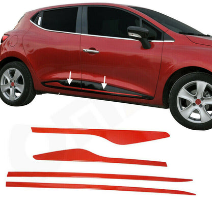 MODANATURE ADESIVE PER RENAULT CLIO 4 IV 2012+ CORNICI ROSSE ACCIAIO INOX .