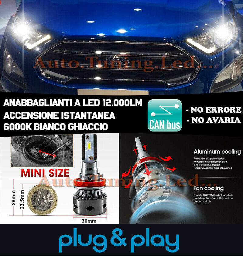 FORD ECOSPORT MK2 INSTANT 6000K LED LOW BEAM HEADLIGHTS