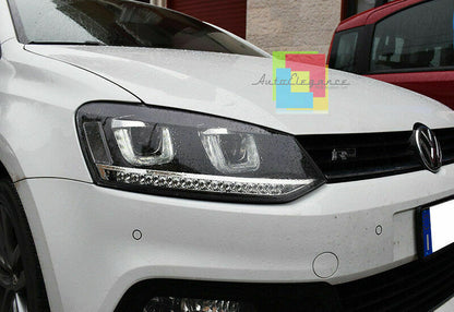 VW POLO 6R 2009 IN POI FARI ANTERIORI LENTICOLARI GTI ANGEL EYES LED .-