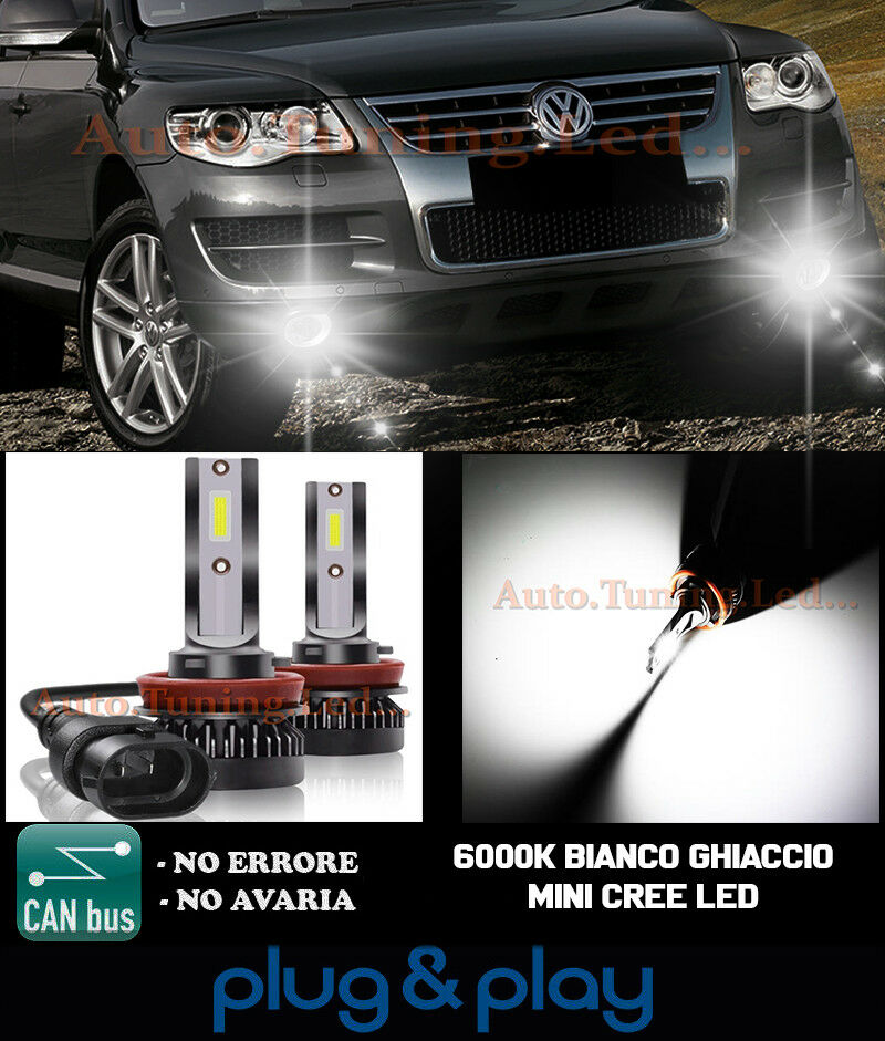 LAMPADE FENDINEBBIA A LED CREE VW TOUAREG MK1 CAMBUS BIANCO 8000LM