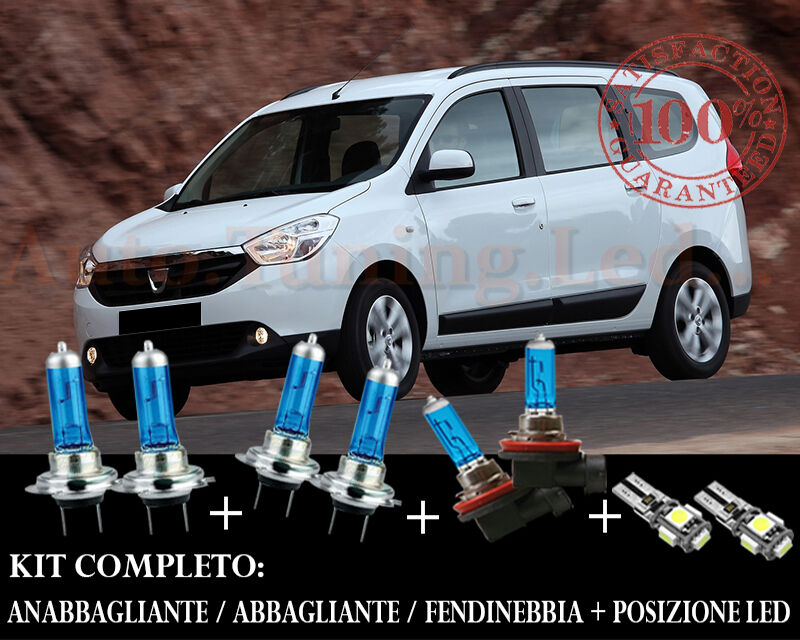 DACIA LODGY SET COMPLETO LAMPADE BLU XENON + POSIZIONE A LED AUTOELEGANCERICAMBI