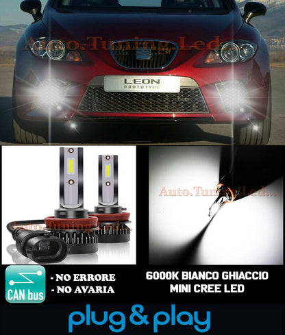 LAMPADE FENDINEBBIA A LED CREE SEAT LEON 1P1 CAMBUS BIANCO GHIACCIO 8000LM