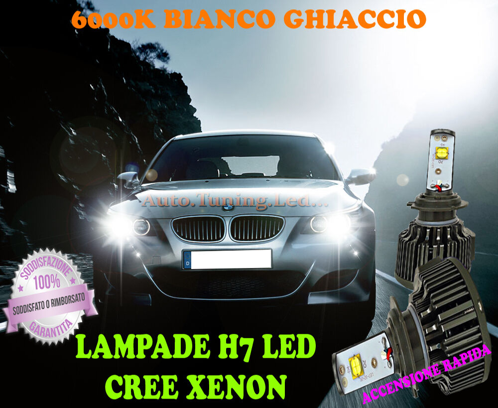 BMW E60 E61 SOLO FARO ALOGENO LAMPADE H7 CREE XENON ANABBAGLIANTE 6000K BIANCO AUTOELEGANCERICAMBI