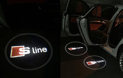 AUDI A6 2000-2016 COPPIA SIMBOLO S LINE S-LINE LASER LED SMD LOGO SOTTO PORTIERE AUTOELEGANCERICAMBI