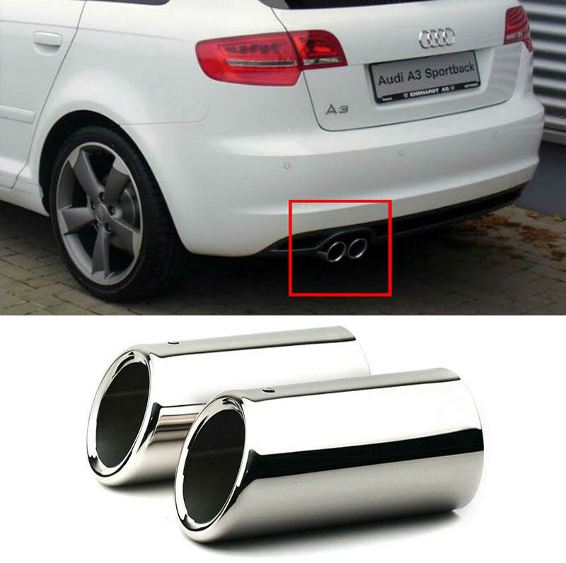 TERMINALI DI SCARICO CROMATI ACCIAIO INOX SLINE AUDI A3 8P 2004-2012 SPORTBACK