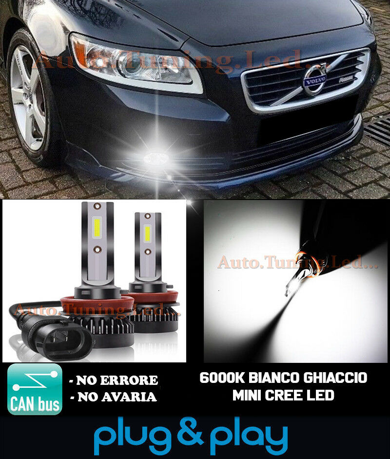 LAMPADE FENDINEBBIA A LED CREE VOLVO S40 II LIFT CAMBUS BIANCO GHIACCIO 8000LM