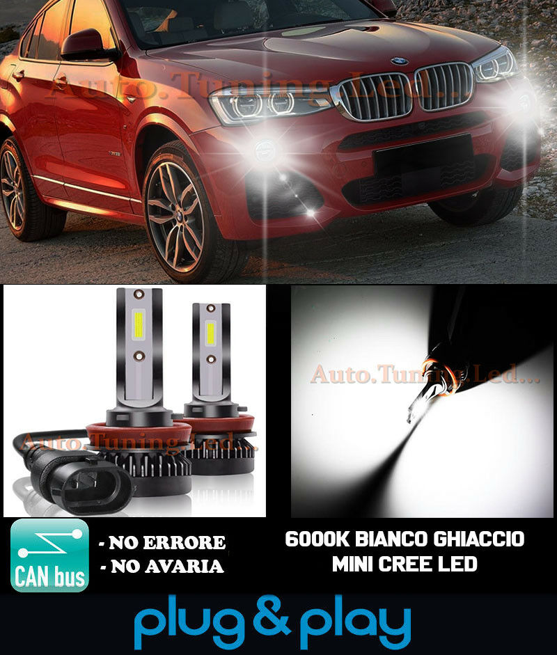 LAMPADE FENDINEBBIA A LED CREE BMW X4 F26 CAMBUS BIANCO GHIACCIO 8000LM