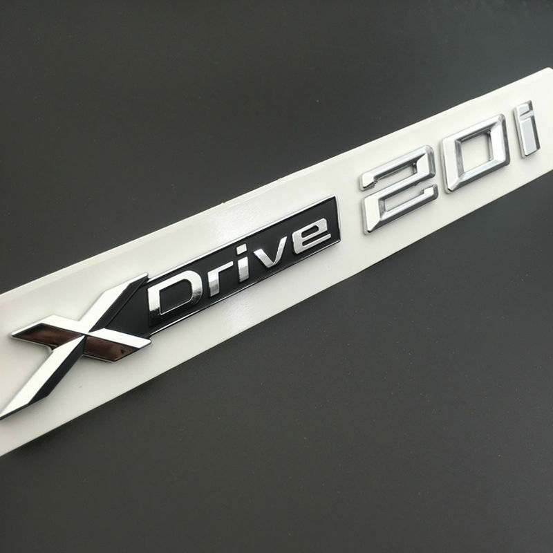 BMW X3 X4 X5 X6 1x LOGO X DRIVE 2.0 DECORATIVO CROMATO E NERO ADESIVO AUTOELEGANCERICAMBI