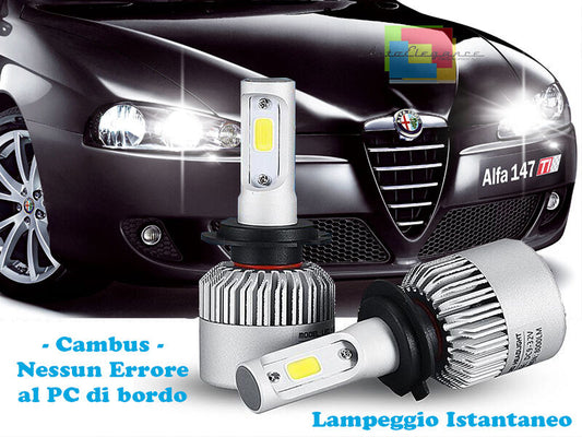 LAMPADE ABBAGLIANTI LED ALFA ROMEO 147 LAMPEGGIO ISTANTANEO 6000K