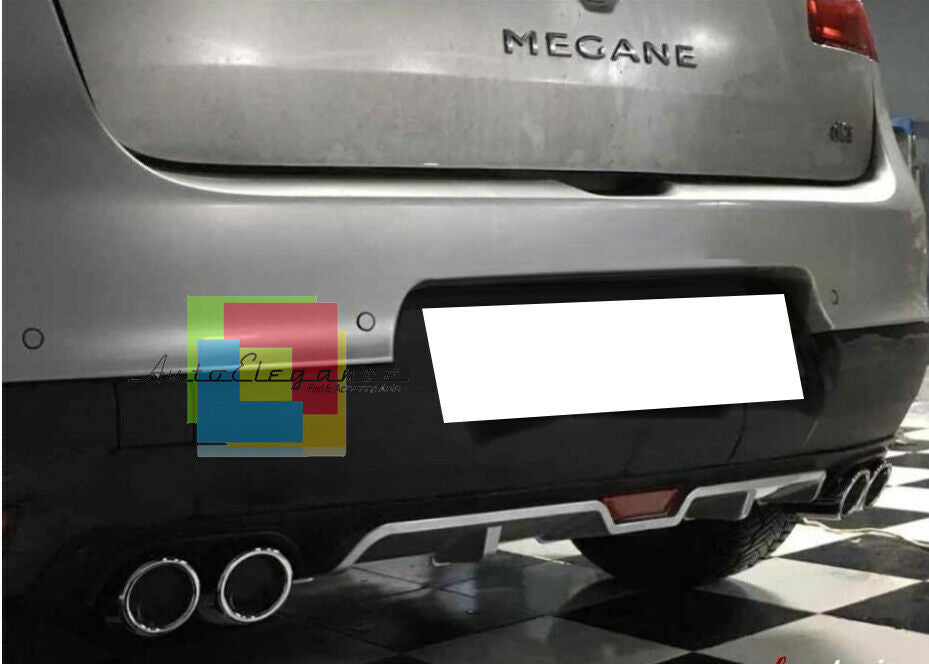 RENAULT MEGANE 3 III SOTTO PARAURTI POSTERIORE DIFFUSORE QUATTRO TERMINALI ABS -