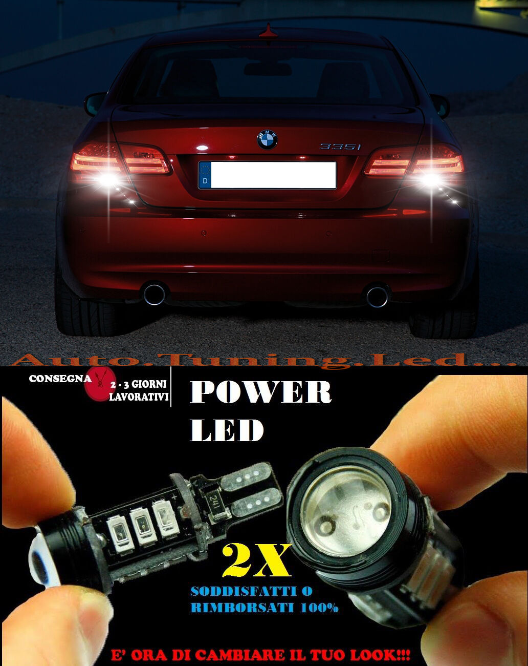 BMW SERIE 3 E92 6000K LAMPADE RETROMARCIA A LED T15 W16W CANBUS NO ERROR AUTOELEGANCERICAMBI