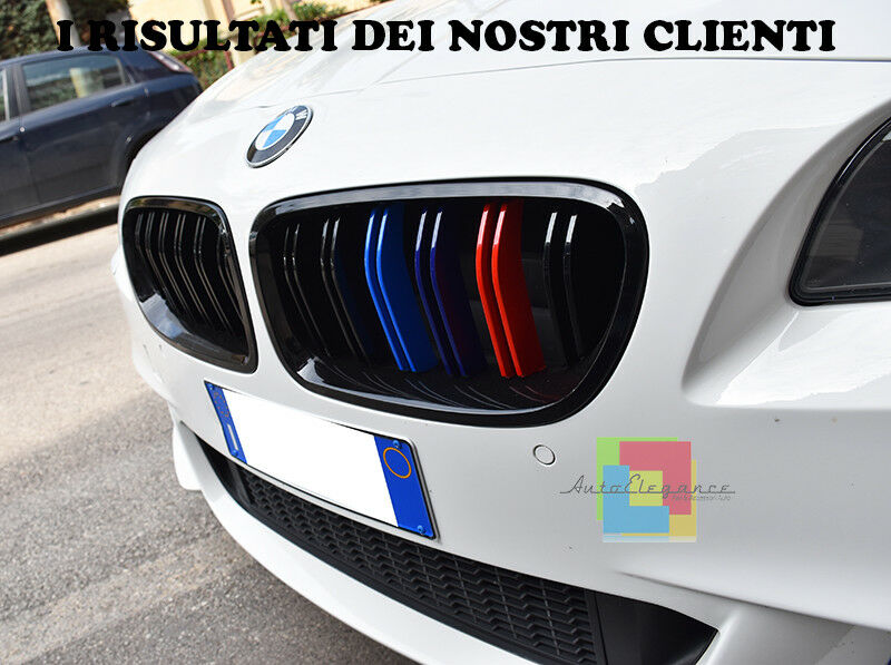 CALANDRA DOPPIA STRISCIA BMW SERIE 5 F10 F11 2010+ GRIGLIE ANTERIORI LOOK M5 AUTOELEGANCERICAMBI
