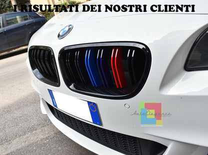 CALANDRA DOPPIA STRISCIA BMW SERIE 5 F10 F11 2010+ GRIGLIE ANTERIORI LOOK M5 AUTOELEGANCERICAMBI