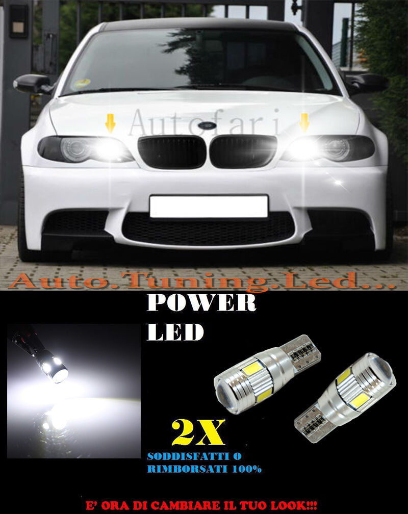 LUCI POSIZIONE BMW SERIE 3 E46 01-07 CANBUS T10 BIANCO 6 LED SUPER QUALITA