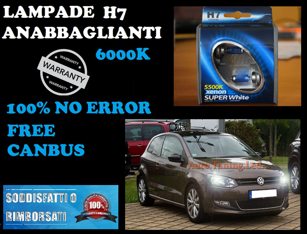 VW POLO 6R 2010 IN POI COPPIA LAMPADE H7 BLUE XENON BIANCO ANABBAGLIANTE 55W 12V