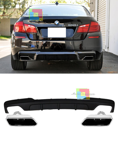 DIFFUSORE POSTERIORE + TERMINALI BMW SERIE 5 F10  2011-2014 LOOK M PERFORMACE