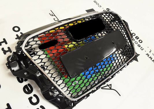 GRIGLIA ANTERIORE AUDI A3 8V 2012-2016 CALANDRA RS3 NIDO D&apos;APE BORDO CROMATO