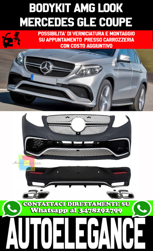 MERCEDES GLE COUPE 2015+ BODYKIT PARAURTI ANTERIORE DIFFUSORE POSTERIORE E TERMINALILOOK AMG