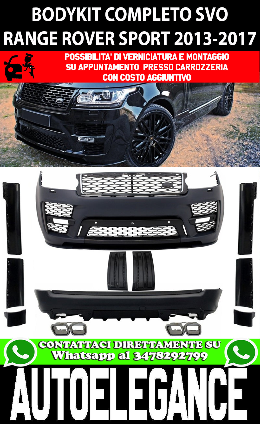 RANGE ROVER SPORT 2013-2017 BODYKIT COMPLETO SVR DESIGN IN ABS