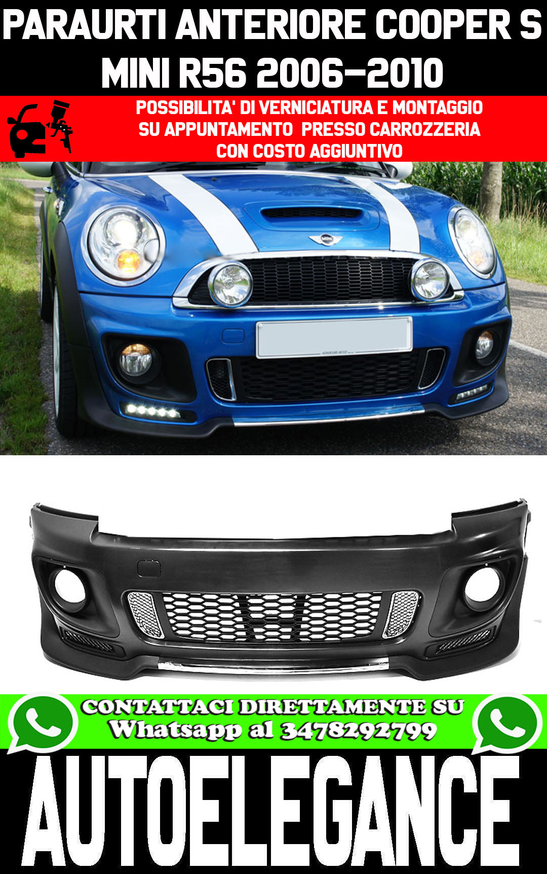 MINI COOPER R56 2006-2010 FRONT BUMPER COOPER S LOOK IN ABS