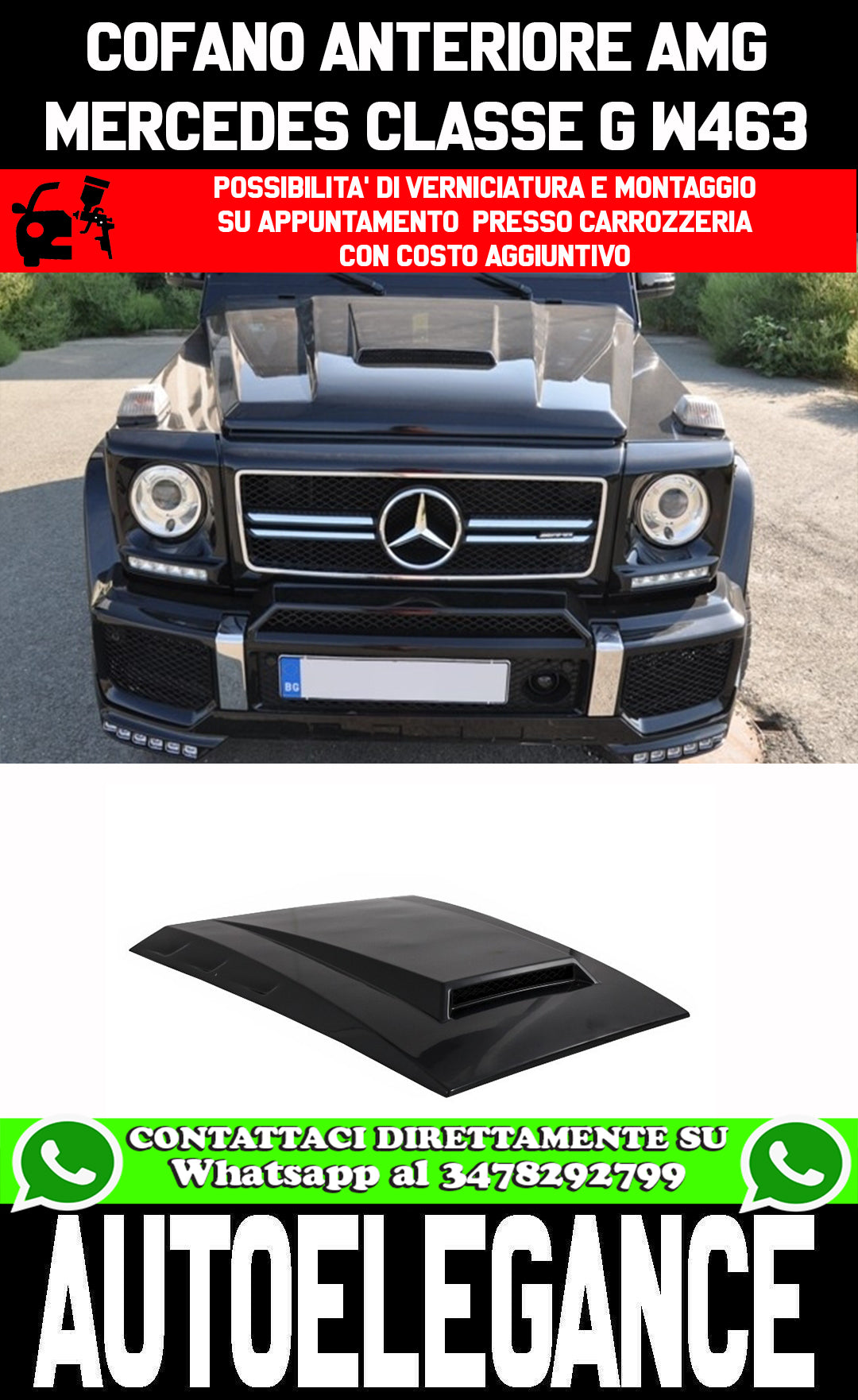 MERCEDES CLASSE G W463 COFANO ANTERIORE CON PRESE D'ARIA LOOK AMG
