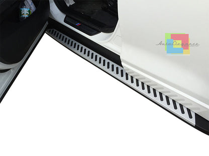 PEDANE LATERALI BMW X4 F26 2014+ SOTTO PORTA LOOK ACCIAIO INOX E PVC