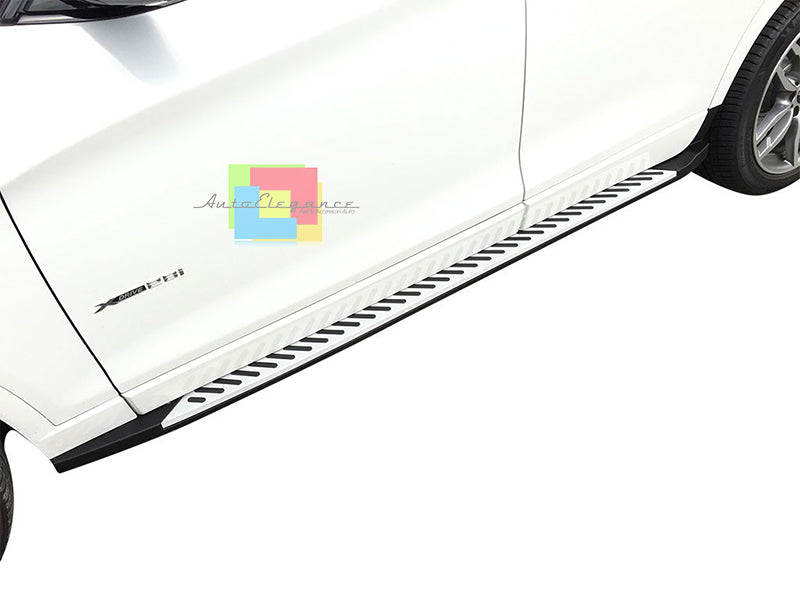 PEDANE LATERALI BMW X4 F26 2014+ SOTTO PORTA LOOK ACCIAIO INOX E PVC