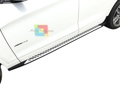 PEDANE LATERALI BMW X4 F26 2014+ SOTTO PORTA LOOK ACCIAIO INOX E PVC