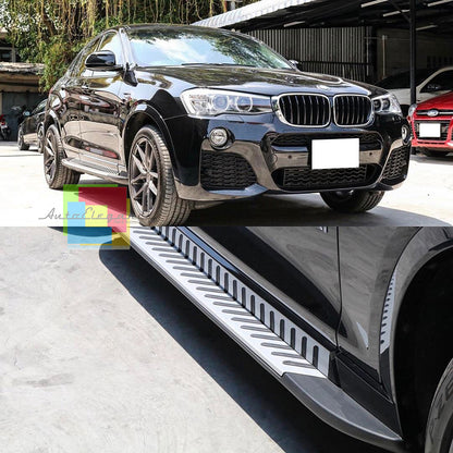 PEDANE LATERALI BMW X4 F26 2014+ SOTTO PORTA LOOK ACCIAIO INOX E PVC