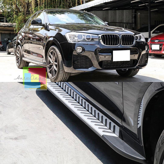 PEDANE LATERALI BMW X4 F26 2014+ SOTTO PORTA LOOK ACCIAIO INOX E PVC