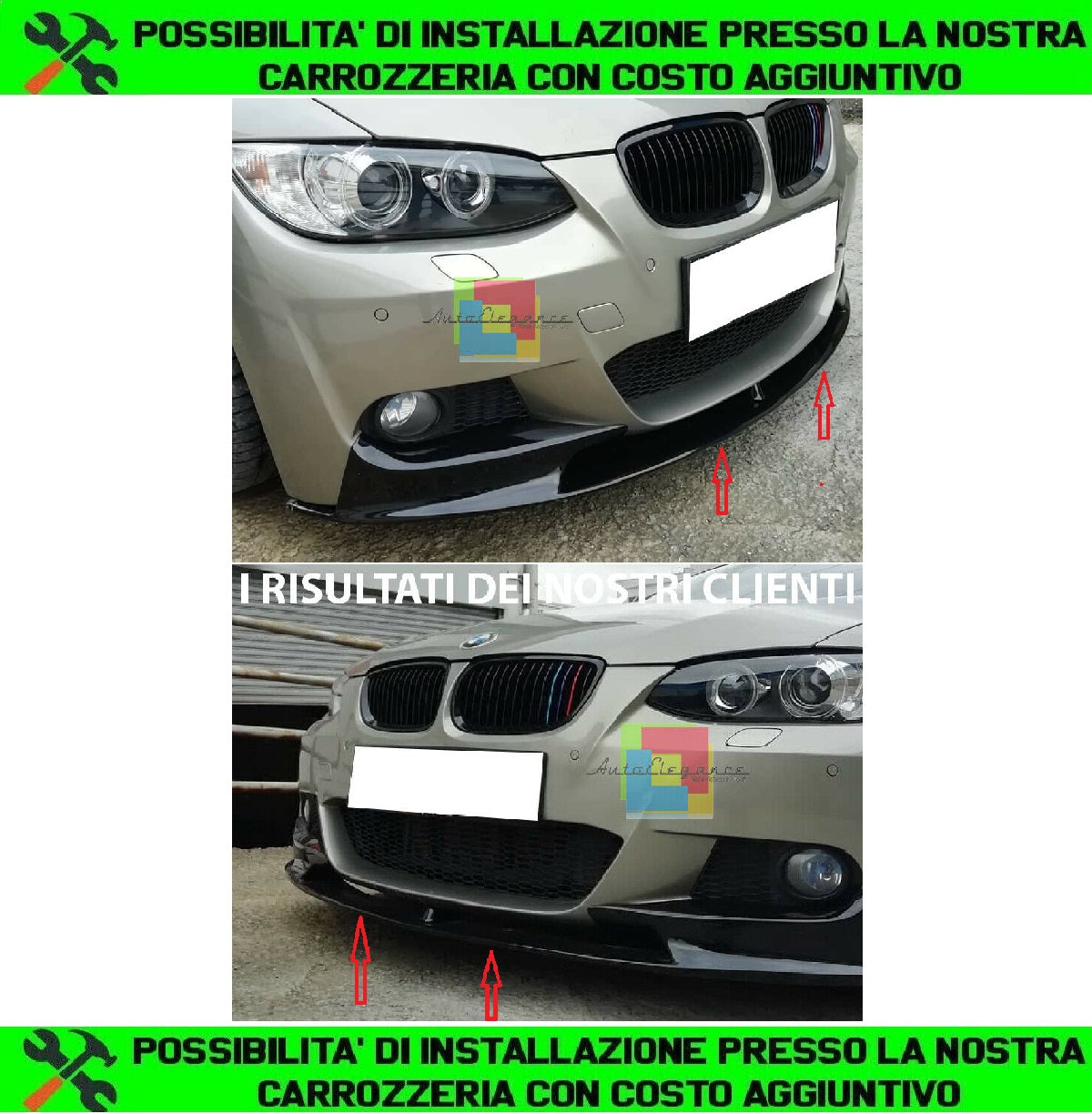 FRONT BUMPER UNDER BMW 3 E92 E93 2006-2009 DESIGN M SPORT ABS GLOSSY BLACK