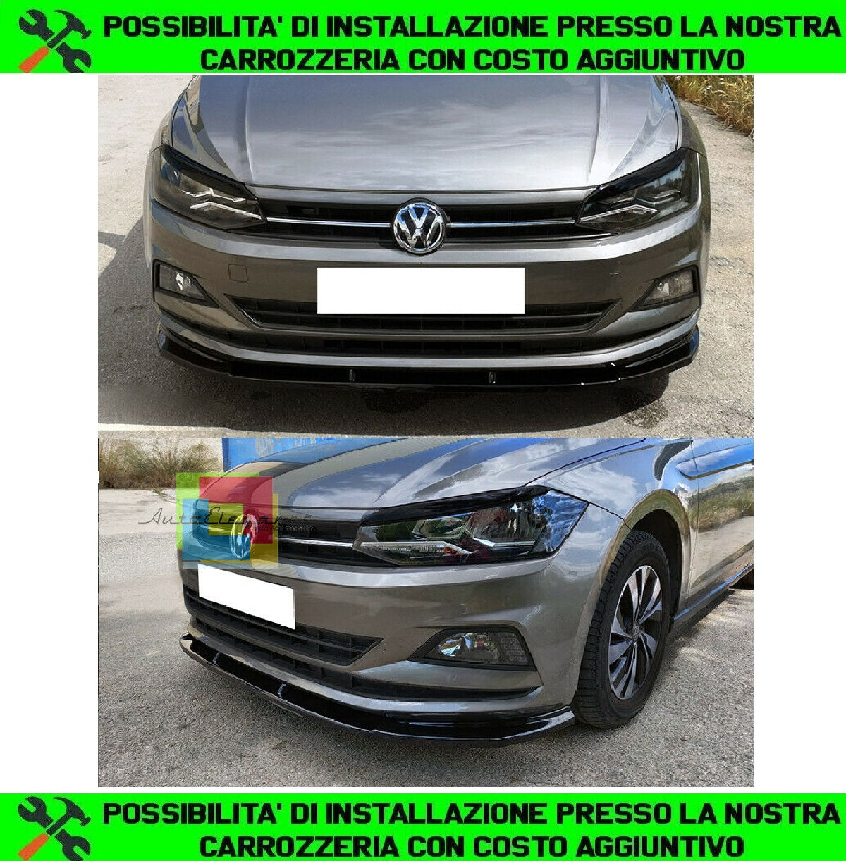 VW POLO AW1 ABS FRONT BUMPER BLADE SPORT LOOK BLACK SPLITTER