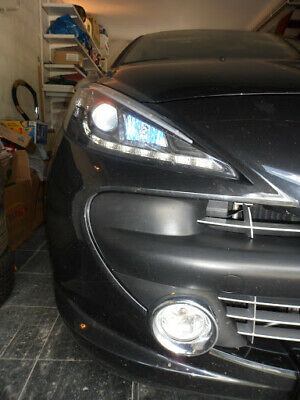 PEUGEOT 207 2006-2012 FARI ANTERIORI NERI LENTICOLARI POSIZIONI LED DRL