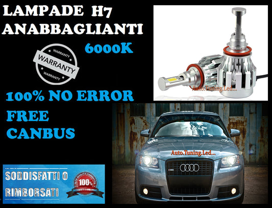 AUDI A4 B7 04-07 LAMPADE H7 CREE XENON ANABBAGLIANTE 6000K BIANCO PURO AUTOELEGANCERICAMBI