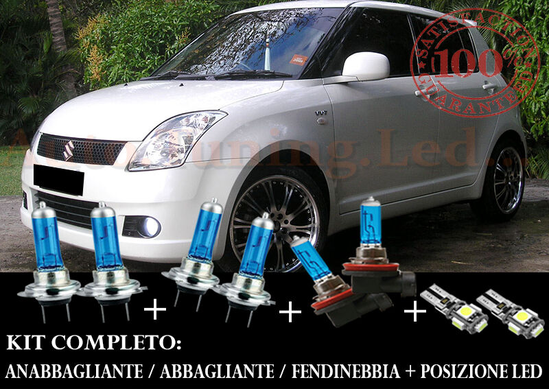 SUZUKI SWIFT 2005-2010 SET COMPLETO LAMPADE BLU XENON + POSIZIONE A LED